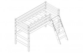 Кровать Соня вариант 6 полувысокая с наклонной лестницей Белый полупрозрачный в Олёкминске - olyokminsk.katalogmebeli.com | фото 3