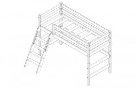Кровать Соня вариант 6 полувысокая с наклонной лестницей Белый полупрозрачный в Олёкминске - olyokminsk.katalogmebeli.com | фото 4