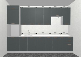Кухня Квадро 3,2 м (высокие модули/Железо/Серый) в Олёкминске - olyokminsk.katalogmebeli.com | фото 3