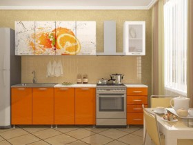 Кухонный гарнитур 1,8м Апельсин (Белый/Оранжевый металлик/Фотопечать апельсин) в Олёкминске - olyokminsk.katalogmebeli.com | фото 1