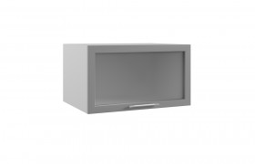 Квадро ГВПГС 800 шкаф верхний горизонтальный глубокий со стеклом высокий (Белый софт/корпус Серый) в Олёкминске - olyokminsk.katalogmebeli.com | фото