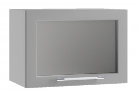 Квадро ПГС 500 шкаф верхний горизонтальный со стеклом (Белый софт/корпус Серый) в Олёкминске - olyokminsk.katalogmebeli.com | фото