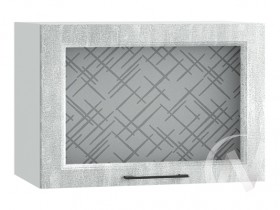 Либерти Шкаф верхний горизонтальный со стеклом ШВГС 609 (Холст грей/корпус белый) в Олёкминске - olyokminsk.katalogmebeli.com | фото