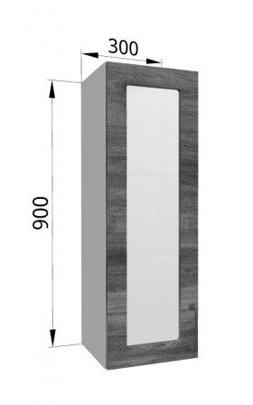 Лофт ВПС 300 шкаф верхний со стеклом высокий (Дуб бурый/корпус Серый) в Олёкминске - olyokminsk.katalogmebeli.com | фото