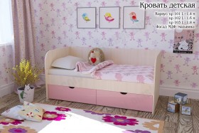 Мальвина Кровать детская 2 ящика 1.6 Розовыйй глянец в Олёкминске - olyokminsk.katalogmebeli.com | фото