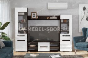 Мебель для гостиной МГС 6 (Исполнение 1/Венге/Белый глянец) в Олёкминске - olyokminsk.katalogmebeli.com | фото