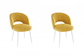 Набор стульев Моли 2 шт (жёлтый велюр/белый) в Олёкминске - olyokminsk.katalogmebeli.com | фото