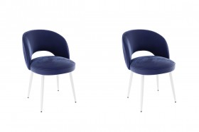 Набор стульев Моли 2 шт (синий велюр/белый) в Олёкминске - olyokminsk.katalogmebeli.com | фото