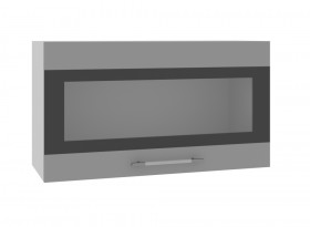 Ройс ВПГСФ 800 Шкаф верхний горизонтальный со стеклом с фотопечатью высокий (Ваниль софт/корпус Серый) в Олёкминске - olyokminsk.katalogmebeli.com | фото