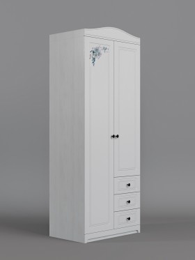 Шкаф 2-х створчатый с ящиками Бэлла (Выбеленное дерево/Белый) в Олёкминске - olyokminsk.katalogmebeli.com | фото 1