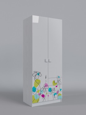 Шкаф 2-х створчатый с ящиками Флёр (Белый/корпус Выбеленное дерево) в Олёкминске - olyokminsk.katalogmebeli.com | фото