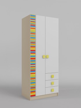 Шкаф 2-х створчатый с ящиками Клаксон без машинок (Белый/корпус Клен) в Олёкминске - olyokminsk.katalogmebeli.com | фото