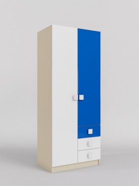 Шкаф 2-х створчатый с ящиками Скай люкс (Синий/Белый/корпус Клен) в Олёкминске - olyokminsk.katalogmebeli.com | фото 1
