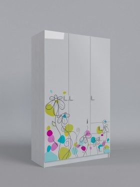 Шкаф 3-х створчатый с ящиками Флёр (Белый/корпус Выбеленное дерево) в Олёкминске - olyokminsk.katalogmebeli.com | фото