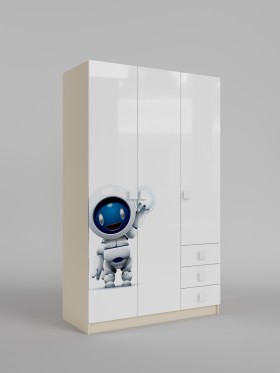 Шкаф 3-х створчатый с ящиками Санни (Белый/корпус Клен) в Олёкминске - olyokminsk.katalogmebeli.com | фото 1