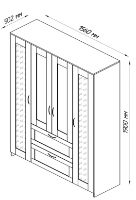 Шкаф четырехдверный Сириус с 1 зеркалом и 2 ящиками дуб сонома в Олёкминске - olyokminsk.katalogmebeli.com | фото 2