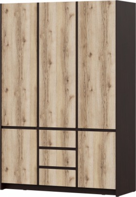 Модульная система "Прага" Шкаф для одежды трехстворчатый Дуб Венге/Дуб Делано в Олёкминске - olyokminsk.katalogmebeli.com | фото