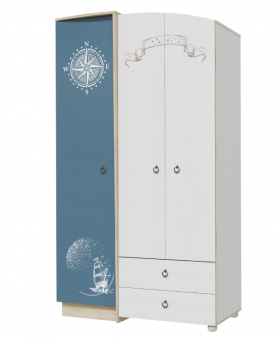 Шкаф для одежды Бриз 1200 Дуб ривьера/ Рамух белый/синий в Олёкминске - olyokminsk.katalogmebeli.com | фото