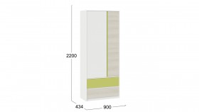 Шкаф для одежды комбинированный «Сканди» Дуб Гарден/Белый/Зеленый в Олёкминске - olyokminsk.katalogmebeli.com | фото 5