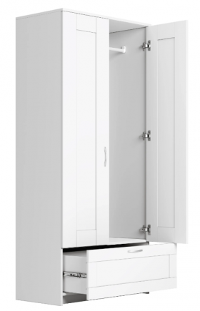Шкаф двухдверный Сириус с 1 ящиком белый в Олёкминске - olyokminsk.katalogmebeli.com | фото 3