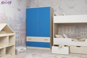Шкаф двухстворчатый Дуб молочный/Голубой в Олёкминске - olyokminsk.katalogmebeli.com | фото