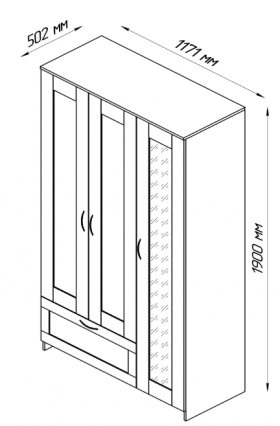 Шкаф трехдверный Сириус с зеркалом и 1 ящиком белый в Олёкминске - olyokminsk.katalogmebeli.com | фото 2