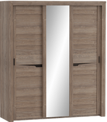 Шкаф трехдверный Соренто с раздвижными дверями Дуб стирлинг/Кофе структурный матовый в Олёкминске - olyokminsk.katalogmebeli.com | фото