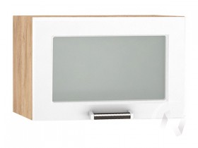 Шкаф верхний со стеклом Прага ШВГС 500 (Белое дерево/корпус дуб крафт золотой) в Олёкминске - olyokminsk.katalogmebeli.com | фото