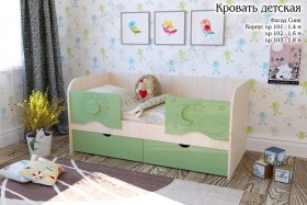 Соня Кровать детская 2 ящика 1.6 Зеленый глянец в Олёкминске - olyokminsk.katalogmebeli.com | фото