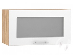Шкаф со стеклом Валерия-М ШВГС-600 (Белый глянец/Дуб Крафт Золотой/верхний/горизонтальный) в Олёкминске - olyokminsk.katalogmebeli.com | фото